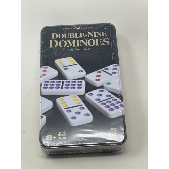 New Double Nine Dominoes Set in Storage Tin, for Families and Ages 8 and up - Picture 4 of 6